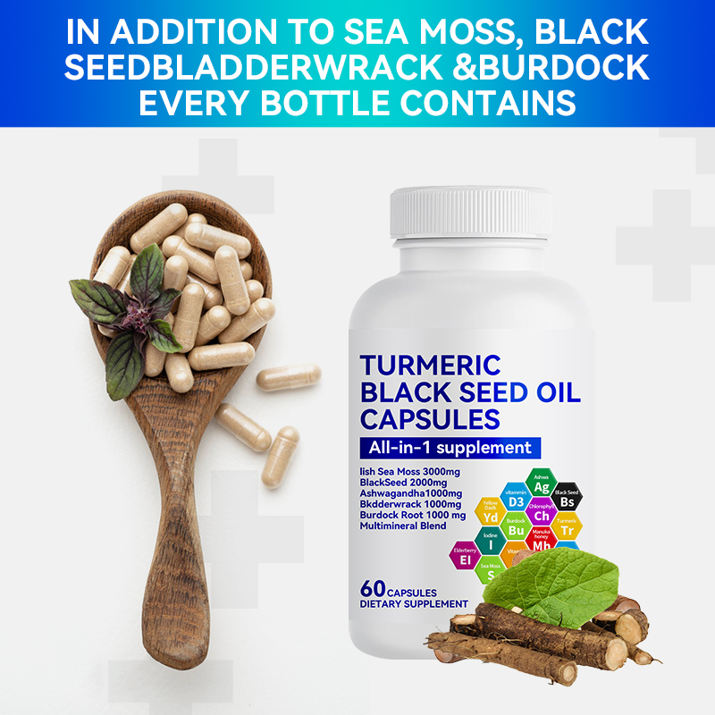 Ashwagandha Turmeric Sea Moss Black Seed Oil  capsule